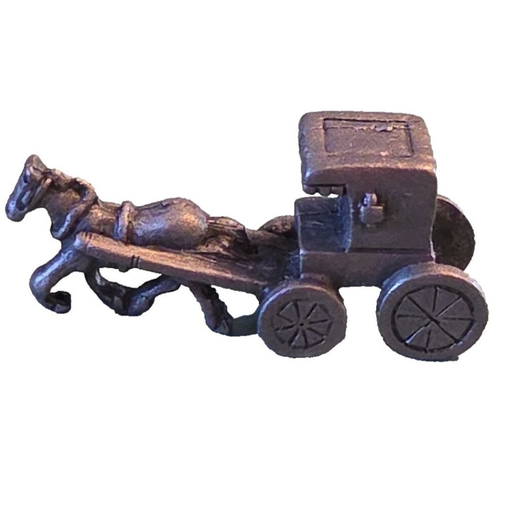 1.5" Pewter Amish Horse and Buggy Figurine Vintage